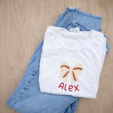 Load image into Gallery viewer, Baseball appliqué crewneck t-shirt